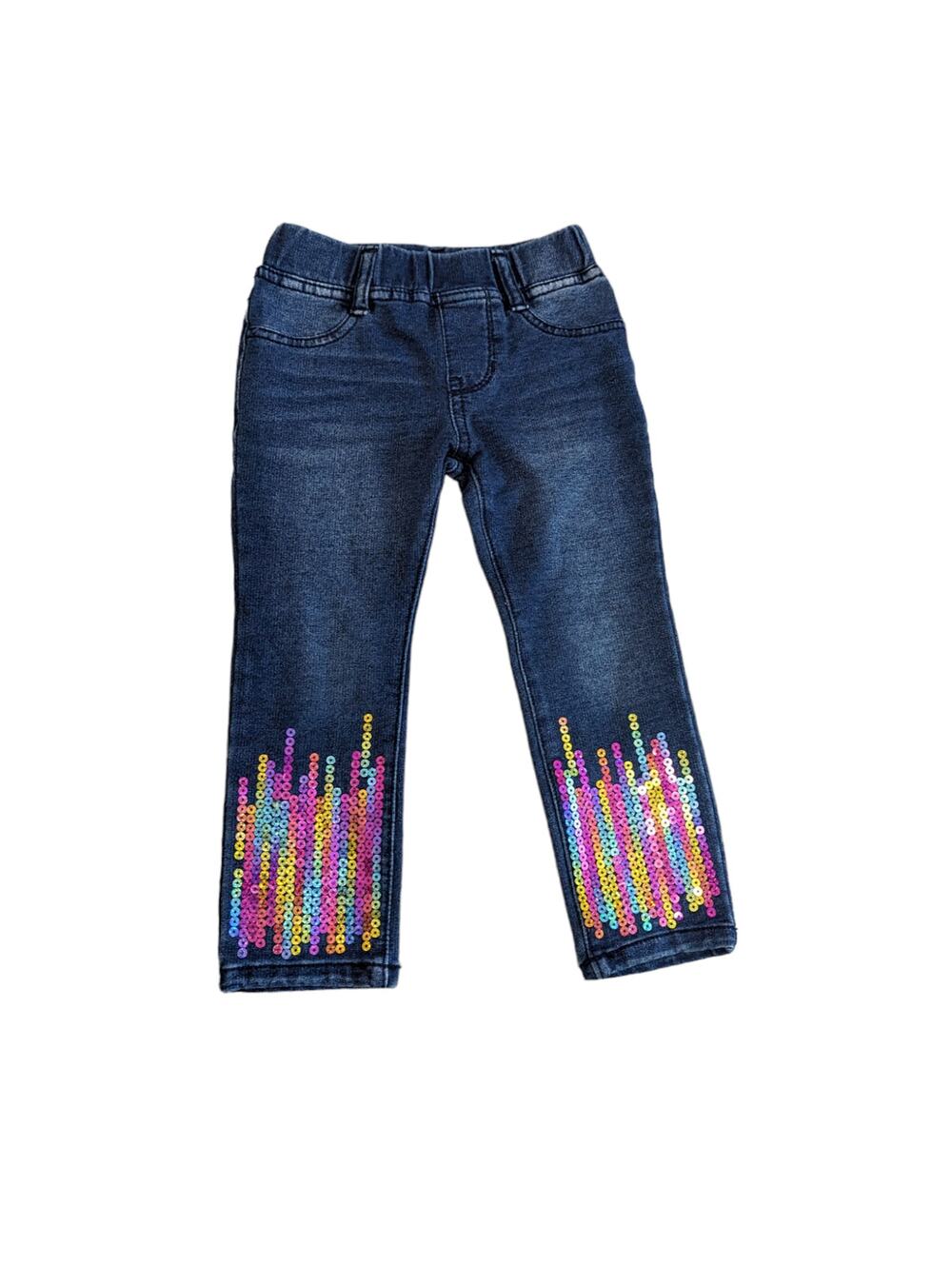 Flapdoodles Girls Pull Up Skinny Jeggings with Sequins Size 2T